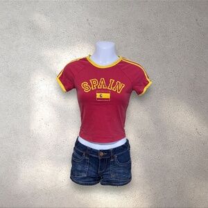 FiveStar “Spain” Red & Yellow Cropped Tee